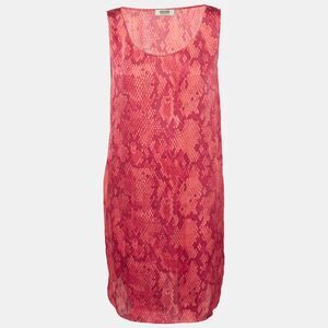 Moschino Cheap And Chic Red Printed Satin Sleeveless Short Dress L